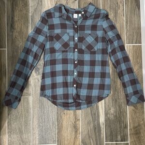 BP blue and black plaid button down shirt